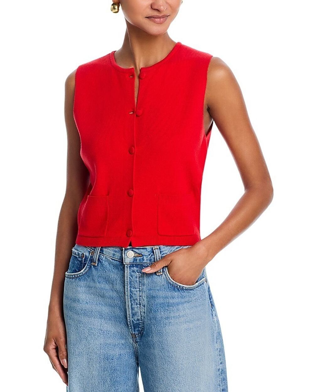 French Connection Women's Cozysoft Sleeveless Cardigan Red Size S 0113
